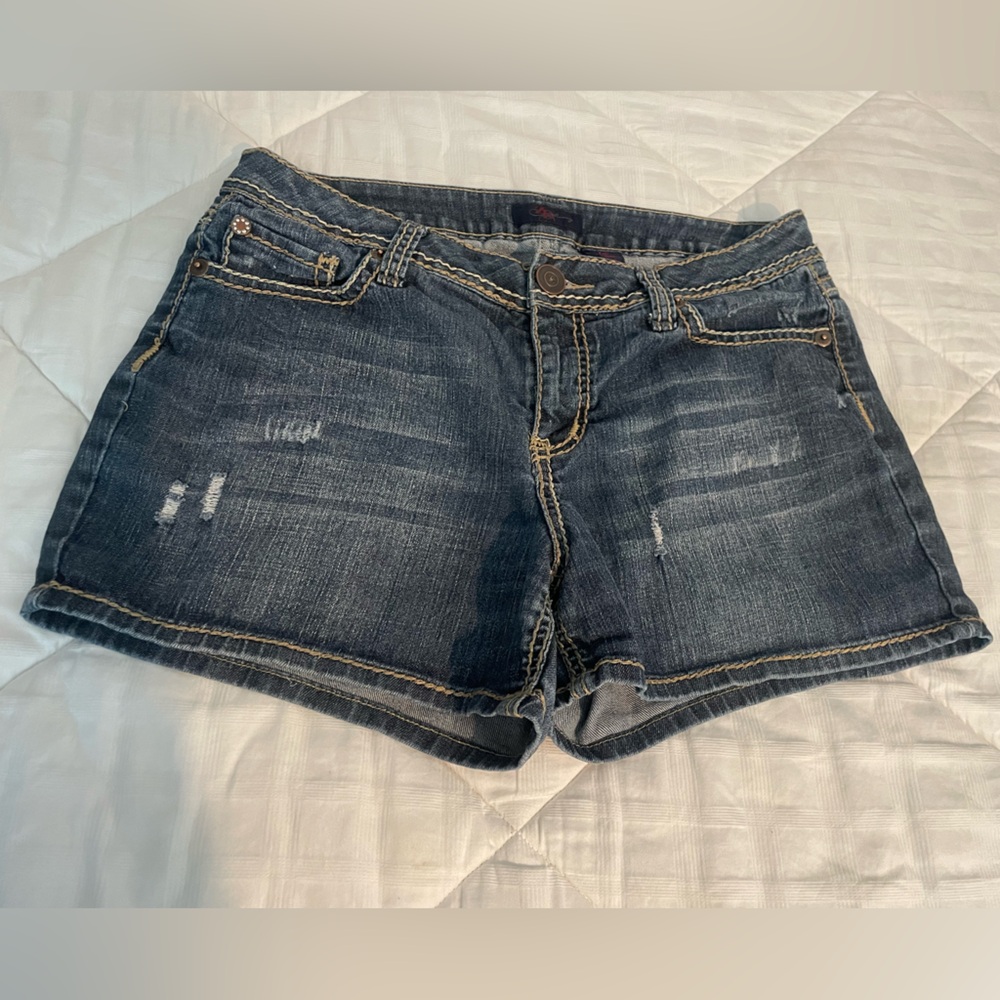 Distressed Denim Shorts by ZD Missy